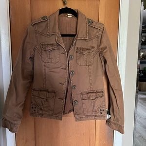 AEROPOSTALE WOMENS CARGO BUTTON DENIM JACKET BROWN SIZE Small